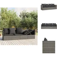 vidaXL - Loungebed - met - kussens - poly - rattan - grijs