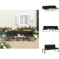 vidaXL 4-delige loungeset voor in de tuin, hoekbank met kussens, aluminium en WPC - Tuinmeubels