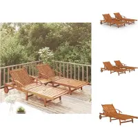 vidaXL Igbed Met Tafel - Ligbedden Met Tafels - Ligbeddenset - Houten Set - Ligbeddenset met tafel massief acaciahout