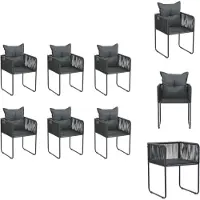 vidaXL Poly Rattan Stoelen - 6x - Zwart - 51.5x51.5x67 cm - Lichtgewicht Waterproof PE-rattan - Gepoedercoat Staal - Tuinstoel