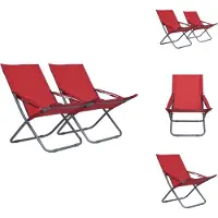 vidaXL Strandstoelen - 2 stuks - Inklapbaar - Rood Strandstoel - Lounge Stoel - Tuinset - Buitentools - Buitenleven