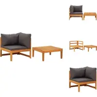 vidaXL Loungeset - Loungesets - Lounge Set - Lounge Sets - 2-delige Loungeset met donkergrijze kussens acaciahout