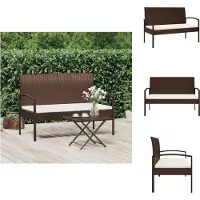 vidaXL Tuinbank met kussen, bruin, 105 cm, polyrotan - Tuinbanken