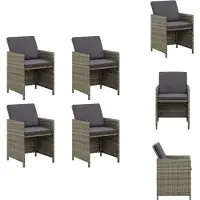 vidaXL Buitenstoel - Buitenstoelen - Tuinstoel - Tuinstoelen - Tuinstoelen 4 st met kussens poly rattan grijs