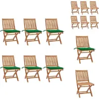 vidaXL Tuinstoel - Tuinstoelen - Buitenstoel - Buitenstoelen - Tuinstoelen 6 st inklapbaar met kussens massief teakhout