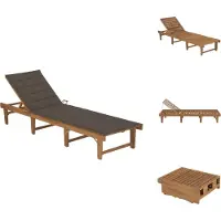 vidaXL Ligstoel Acaciahout - 200 x 61 cm - Verstelbare rugleuning - Ligbed