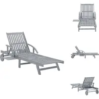 vidaXL Zonnebed - Zonnebedden - Ligstoel - Ligstoelen - Ligbed massief acaciahout grijs