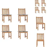 vidaXL Tuinstoel - Tuinstoelen - Buitenstoel - Buitenstoelen - Tuinstoelen 4 st met kussens massief teakhout