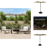vidaXL Parasol dubbel dak met LED's 316x145 cm taupe