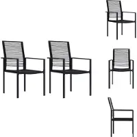 vidaXL Zitstoel - Zitstoelen - Stoel - Stoelen - Tuinstoelen 2 st PVC-rattan zwart