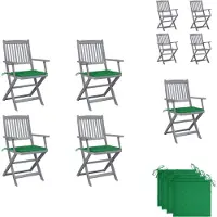 vidaXL Klapstoelen Eetstoelen - 54x57x91 cm - Massief acaciahout - Greywash - Groen - Tuinstoel