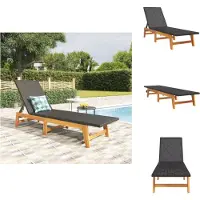 vidaXL Ligbed - Ligbedden - Zonnebed - Buitenbed - Ligbed poly rattan en massief acaciahout zwart en bruin