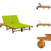 vidaXL Ligbed - Ligstoel - Ligbedden - Ligstoelen - Ligbed 2-persoons met kussens massief acaciahout