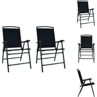 vidaXL Inklapbare Tuinstoel - Inklapbare Tuinstoelen - Klapstoel - Klapstoelen - Tuinstoelen inklapbaar 2 st textileen zwart