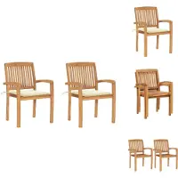 vidaXL Teakhouten Tuinstoelen - Stapelbaar - Grootte- 60 x 57.5 x 90 cm - Weerbestendig - Tuinstoel