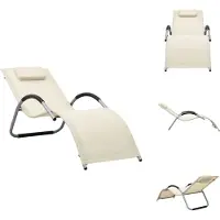 vidaXL Ligbed - Ligbedden - Ligstoel - Ligstoelen - Ligbed textileen crèmekleurig en grijs