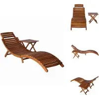 vidaXL Ligbed Met Tafel - Ligbedden Met Tafels - Ligbeddenset - Ligbeddensets - Ligbed met tafel massief acaciahout bruin