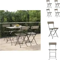 vidaXL Bistrostoelen, 4 stuks, inklapbaar, grijs, polyrotan en staal - Tuinstoelen