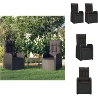 vidaXL Zitstoel - Zitstoelen - Stoel - Stoelen - Tuinstoelen 2 st verstelbaar met kussens poly rattan zwart