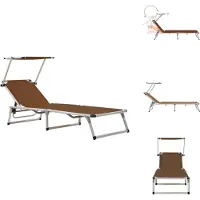 vidaXL Ligstoel Outdoor - 186 x 58 x 25.5 cm - Verstelbare rugleuning en zonnedak - Ligbed