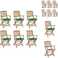 vidaXL Opklapbare tuinstoelen, 6 stuks met kussens, massief acaciahout - Tuinstoelen