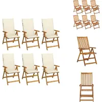 vidaXL Tuinstoel - Tuinstoelen - Tuin Stoel - Tuin Stoelen - Tuinstoelen 6 st inklapbaar met kussens massief acaciahout