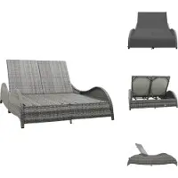 vidaXL Ligstoel - Ligstoelen - Lig Stoel - Lig Stoelen - Ligbed tweepersoons met kussen poly rattan antraciet