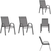 vidaXL Stapelbare Tuinstoel - Stapelbare Tuinstoelen - Stapelstoel - Buitenstoel - Tuinstoelen stapelbaar 2 st textileen stof grijs
