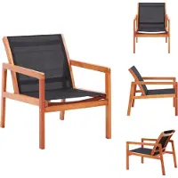vidaXL Tuinstoel, zwart, eukalyptushout en textiel - Tuinstoelen