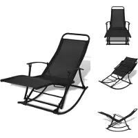 vidaXL Schommelstoel - Schommelstoelen - Schommel Stoel - Schommel Stoelen - Tuinschommelstoel staal en textileen zwart