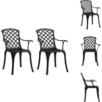 vidaXL Tuinstoelenset - Gietaluminium - Zwart - 61 x 60 x 93 cm - Trendy - Comfort - Montage vereist - Tuinstoel