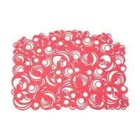 Batucada – Moon Quarter - Plantaardige - Placemat – Cirkels – Rondjes patroon - oogt zoals Rubber – Anti Slip – 1 stuk – Rood - Koraal - 41 x 31,5cm – Onderhoudsvriendelijk – Onderlegger - Vegan