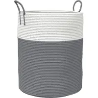 vidaXL Opbergmand Ø 38x46 cm katoen grijs en wit