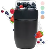Coninx Yoghurtbeker to go - Muesli beker to go - Lunchbeker - Mueslibeker 640ml (450ml+190ml) - Zwart