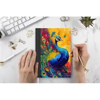 MuchoWow Notitieboek - Schrijfboek - Pauw - Kunst - Schilderij - Pauwenveren - Notitieboekje klein - A5 formaat - Schrijfblok