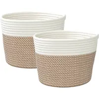 vidaXL Opbergmanden 2 st Ø 24x18 cm katoen bruin en wit