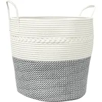 vidaXL Opbergmand Ø 43x38 cm katoen grijs en wit
