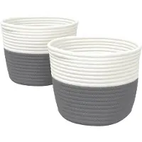 vidaXL Opbergmanden 2 st Ø 24x18 cm katoen grijs en wit