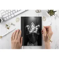MuchoWow Notitieboek - Schrijfboek - Vrouw - Engel - Veren - Portret - Zwart wit - Notitieboekje klein - A5 formaat - Schrijfblok