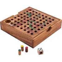 Longfield Snakes & Ladders – Houten Bordspel – Acaciahout – Klassiek Familiespel – Engelhart