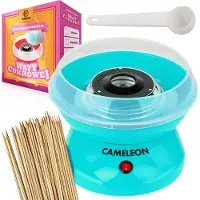 Cameleon Suikerspinmachine - Eenvoudig Suikerwolken Creëren | Blauw, Inclusief Stokjes!