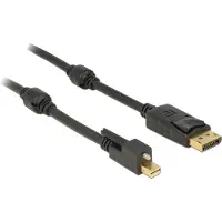 DeLOCK Mini DisplayPort (met schroef) - DisplayPort kabel - versie 1.2 (4K 60 Hz) / zwart - 1 meter