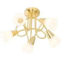 QAZQA Klassieke plafondlamp goud met opaal glas 5-lichts - Inez