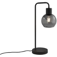 QAZQA Art Deco tafellamp zwart met smoke glas - Vidro