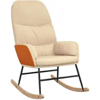 vidaXL Schommelstoel stof crèmewit
