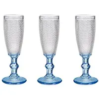 Vivalto - Luxe Champagneglazen Monaco serie set 6x blauwe voet 180 ml