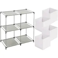 Urban Living Kastmandjes/opberg mandjes - wit - 4x stuks van 29 Liter - Rekje is 67 x 68 cm - Opbergmanden