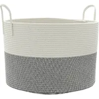 vidaXL Opbergmand Ø 51x33 cm katoen grijs en wit