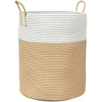 vidaXL Opbergmand Ø 38x46 cm katoen beige en wit