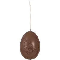 Clayre & Eef Decoratie Hanger Ei 11 cm Bruin Polyresin Paashanger Bruin Paashanger